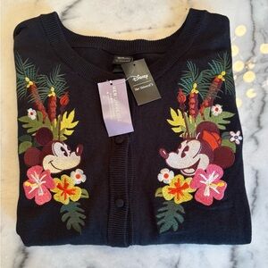 Disney Her Universe Tropical Tiki Mickey Minnie Embroidered Cardigan - NWT